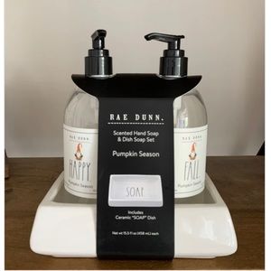RAE DUNN Happy Fall Pumpkin Spice Dish Soap Set